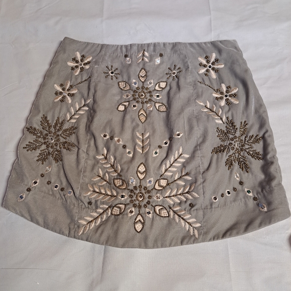 Free People Bright Lights Grey Velvet Beaded Mini Skirt - Picture 9 of 11
